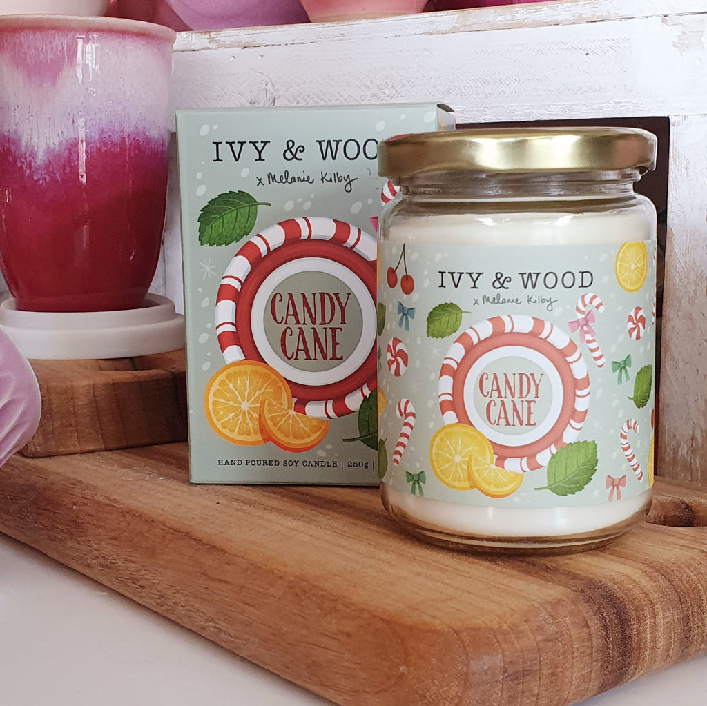 Candy Cane  Candle Christmas Gift Brisbane Local Independent Ideas Mumbleberry