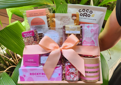 Hand Curated Gift Hamper Brisbane Gifting Pink Themed Valentines Day Gifting Mothers Day 