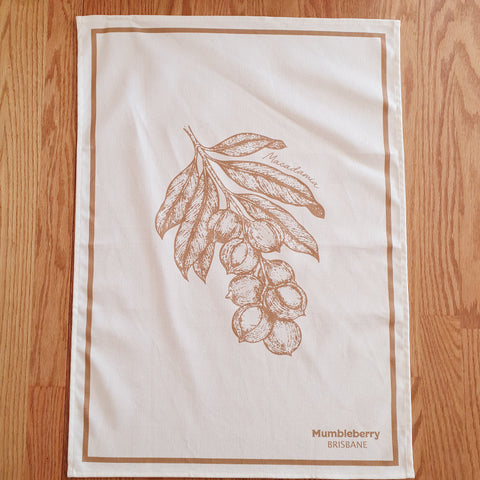 Brisbane Gifting Australian Made Australia Grown Cotton Tea Towels Bush Tucker Native Edible Plants Australian Natives Quality Gifting Hamper Delivery Brisbane Tourist Gifts Brisbane Macadamia 