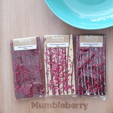 Maleny Chocolate Brisbane Ethical Cocoa Milk Chocolate Dark Chocolate White Chocolate Raspberry Smash Brisbane Gifting Bespoke Hampers 