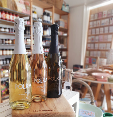 Polka Brisbane Stockist Non-Alcoholic Sparkling Rose, Sparkling Cuvee, Limoncello Vegan Gluten Free Local Brisbane