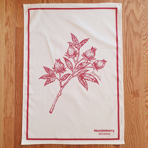 Brisbane Gifting Australian Made Australia Grown Cotton Tea Towels Bush Tucker Native Edible Plants Australian Natives Quality Gifting Hamper Delivery Brisbane Tourist Gifts Brisbane Rosella