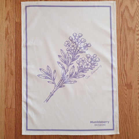 Brisbane Gifting Australian Made Australia Grown Cotton Tea Towels Bush Tucker Native Edible Plants Australian Natives Quality Gifting Hamper Delivery Brisbane Tourist Gifts Brisbane Sea Rosemary 