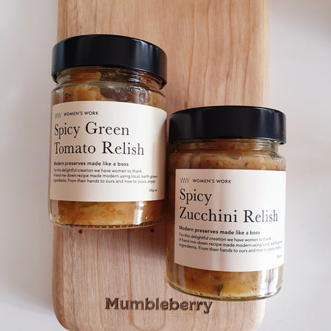 Womens Work Honouring Women Brisbane Women Hand Made Relishes Australian Made Australian Owned Business Spicy Green Tomato Relish Spicy Zucchini Relish