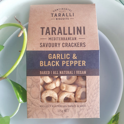 Tarrallini Garlic and Black Pepper Vegan Snacks Brisbane All Natural Charcuterie Australian Owned